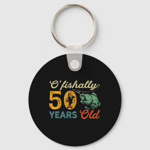50 Years Old Fishing Gift 50th Birthday Cool Fifty Keychain