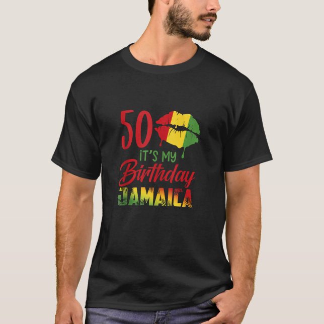 50 Years Old It s My Birthday Jamaica Birthday Tri T-Shirt (Front)