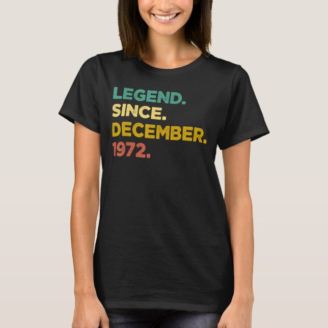 50 Years Old  Legend Since December 1972 50th Birt T-Shirt (Front)