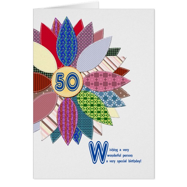 50 years old, stitched flower birthday (Front)
