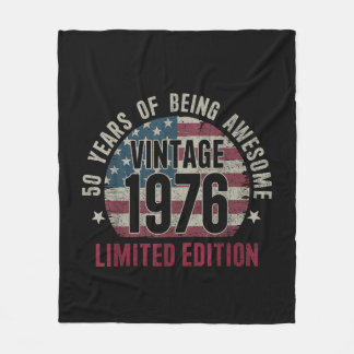 50 Years Old Vintage 1976 50th Birthday Limited Ed Fleece Blanket