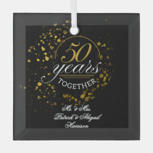 50 Years Together Golden Wedding Anniversary Glass Ornament