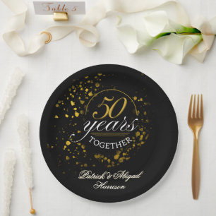 50 Years Together Golden Wedding Anniversary Party Paper Plate