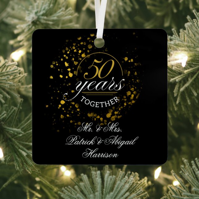 50 Years Together Wedding Anniversary Keepsake Metal Ornament (Insitu)