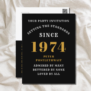 50e anniversaire 1974 Black Gold Invitation