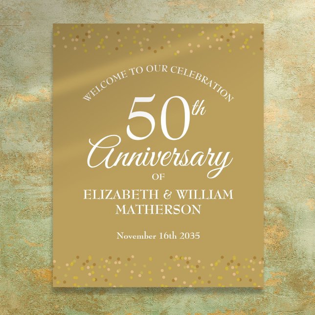 50e anniversaire Affiche de bienvenue de poussière (50th Wedding Anniversary Gold Dust Welcome Sign)