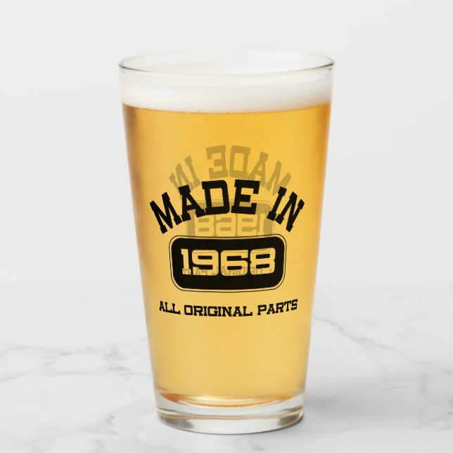 50e anniversaire bière pinte verre (Devant (rempli))