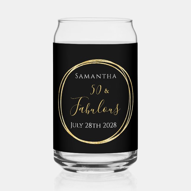 50e Anniversaire Black Gold Personnalisé Parti Fav (Recto)