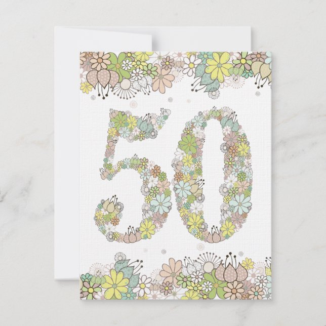 50e anniversaire Blooms naturels Dames Invitation  (Devant)