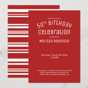 50e anniversaire Bold Red Stripes Motif Invitation