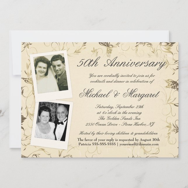 50e anniversaire - Cartes d'invitation avec photo  (Devant)