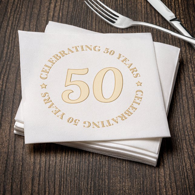 50e anniversaire célébrant 50 ans d'or Cinquante (50th Birthday Celebrating 50 Years Gold Fifty Foil Napkins
)