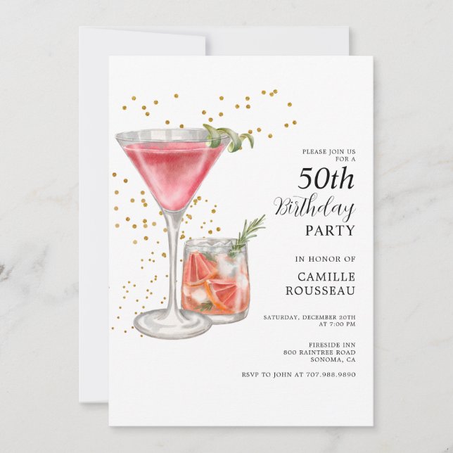 50e anniversaire Cocktail Party Invitation (Devant)