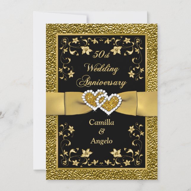 50e anniversaire Coeurs unis Invitation 3 (Devant)