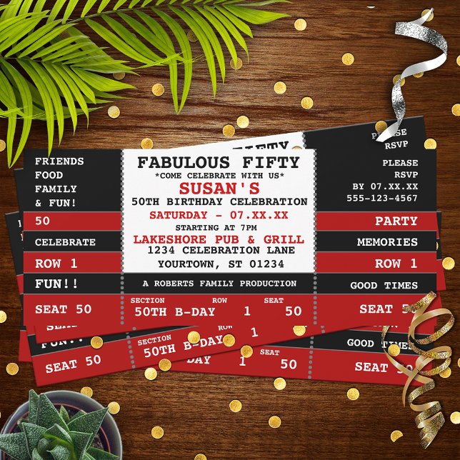 50e anniversaire Concert Ticket Party Invitation (Créateur téléchargé)