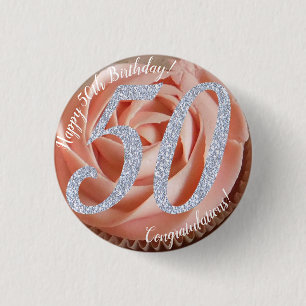 50e Anniversaire Cupcake 3 Cm Round Badge