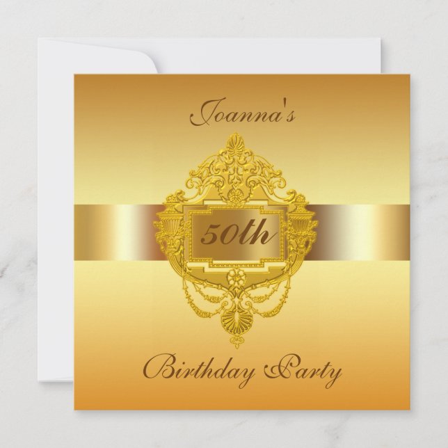 50e anniversaire de fête Invitation or (Devant)