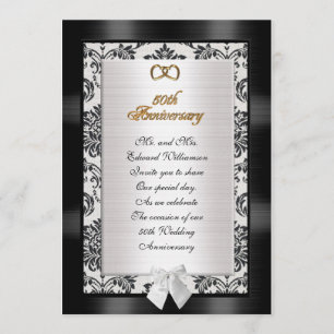 50e anniversaire de la fête invitation damask