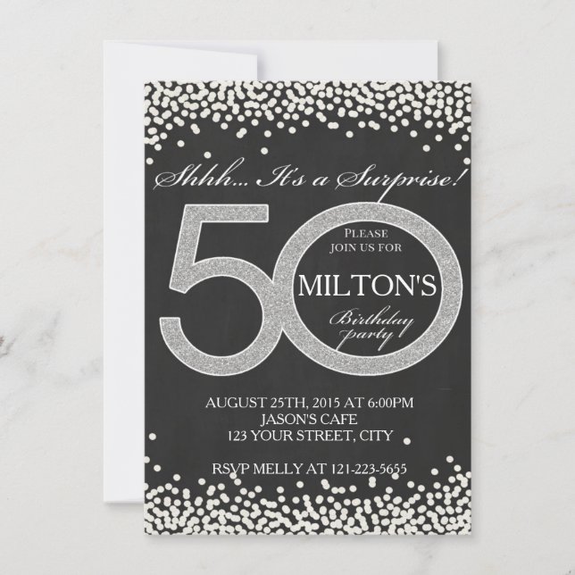 50e anniversaire de la fête surprise homme carte d (Devant)