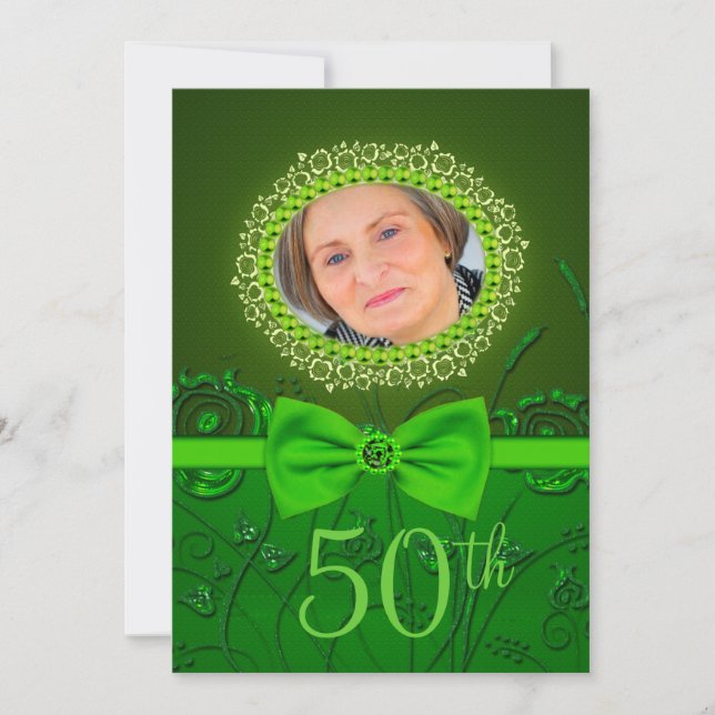50e anniversaire de l'élégante carte d'invitation  (Devant)