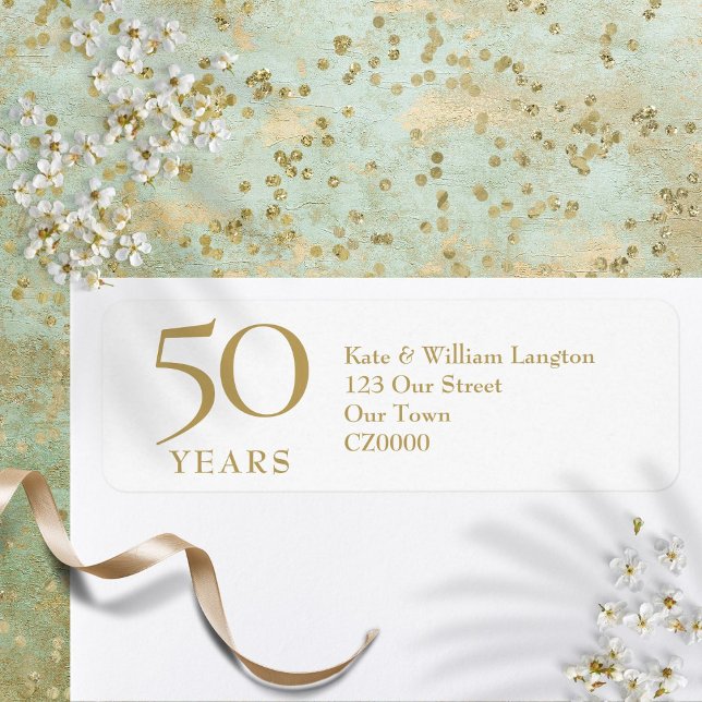 50e anniversaire de mariage Adresse dorée (50th Wedding Anniversary Gold Address Label)