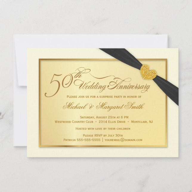 50e anniversaire de Mariage d'or Invitations (Devant)