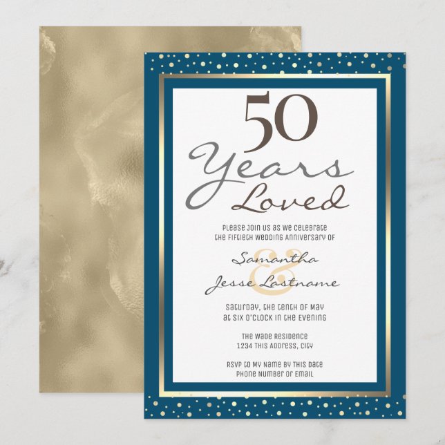 50e anniversaire de mariage élégante invitation do (Devant / Derrière)