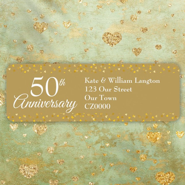 50e anniversaire de Mariage Gold Adresse de retour (50th Wedding Anniversary Gold Return Address Label)