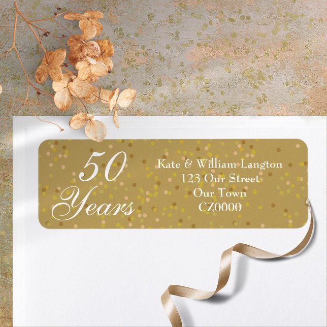 50e anniversaire de Mariage Gold Dust Confetti (50th Wedding Anniversary Gold Dust Confetti Label)