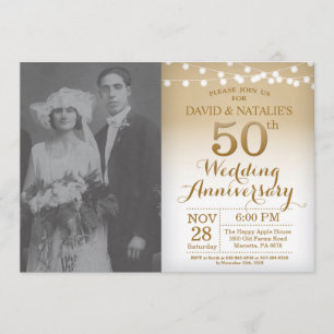 50e anniversaire de Mariage Invitation Gold Photo