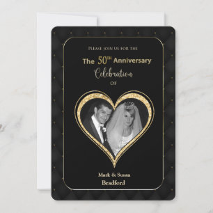 50e anniversaire de Mariage Invitation Ornate Gold