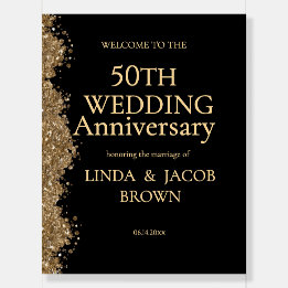 50e Anniversaire de Mariage Or Paillettes Faux