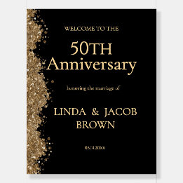50e Anniversaire de Mariage Or Paillettes Faux