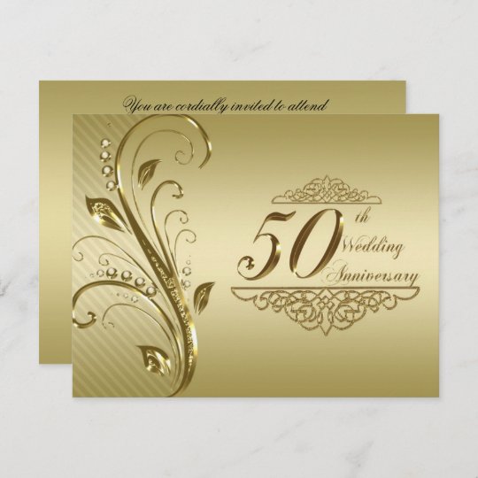 50 X Personnalisé Golden Mariage Anniversaire Invitations ChampagneH0850