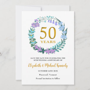 50e anniversaire d'or  Carte de mise en réserve de