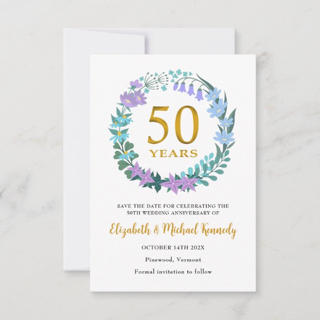 50e Anniversaire d'or Enregistrer la carte de date (Devant)