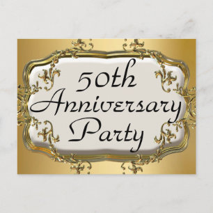 50e Anniversaire d'or Invitation de fête Cartes po