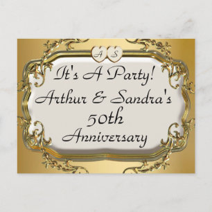 50e Anniversaire d'or Invitation de fête Cartes po