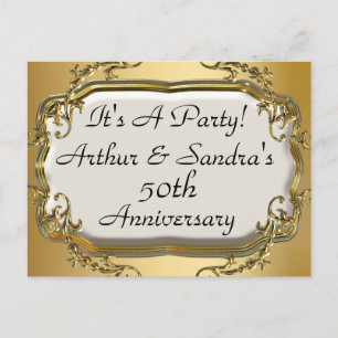 50e Anniversaire d'or Invitation de fête Cartes po