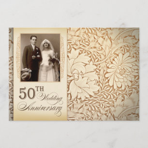 50e anniversaire d'or mariage invitations photo