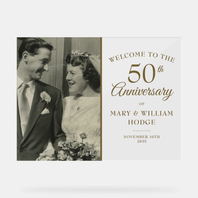 50e anniversaire d'or Mariage photo Bienvenue (Recto)