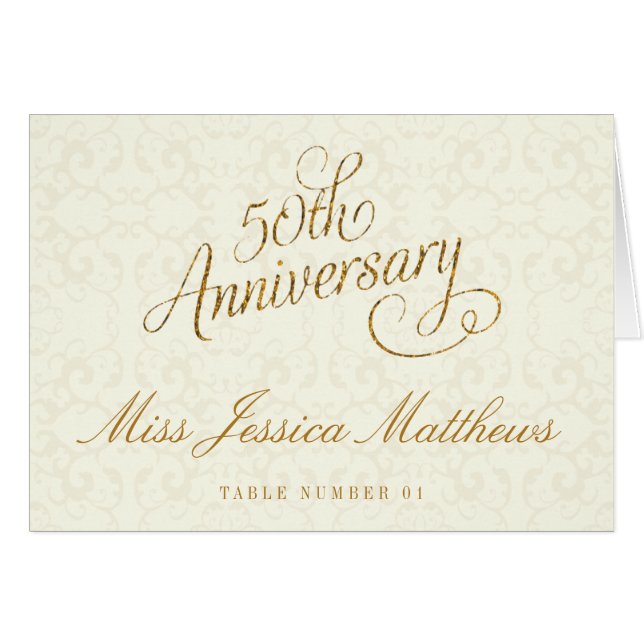 50e Anniversaire du Mariage d'or Cartes de Place (Devant Horizontal)