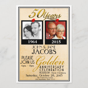 50e anniversaire du Mariage d'or Invitations