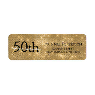 50e anniversaire du Mariage Étincelle noire et or