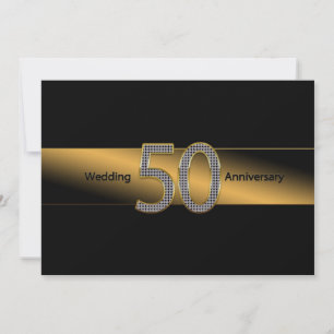 50e anniversaire du Mariage - Invitation - Or/Noir