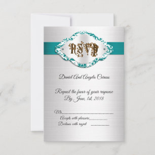 50e anniversaire du Mariage Invitation satin turqu