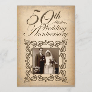 50e anniversaire du mariage Invitation vintage