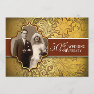 50e anniversaire du mariage invitations en or