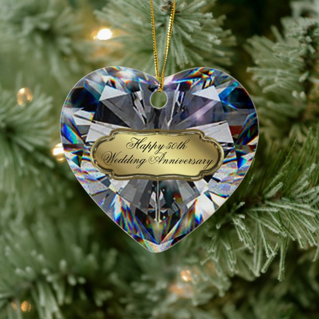 50e anniversaire du Mariage Ornement cardiaque (Arbre)