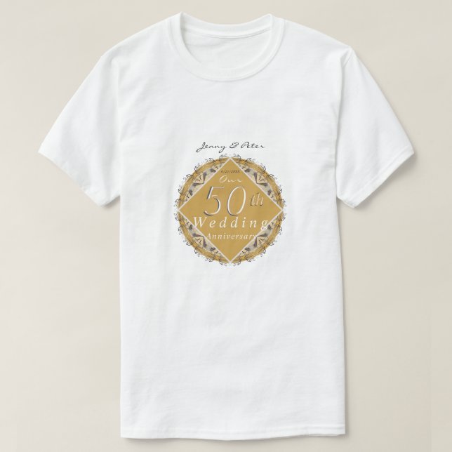 50e anniversaire du mariage T-shirt d'or (Design devant)